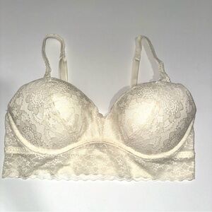 PINK Floral White Lace Bra